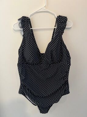 Black Polka Dot One-Piece Swimsuit